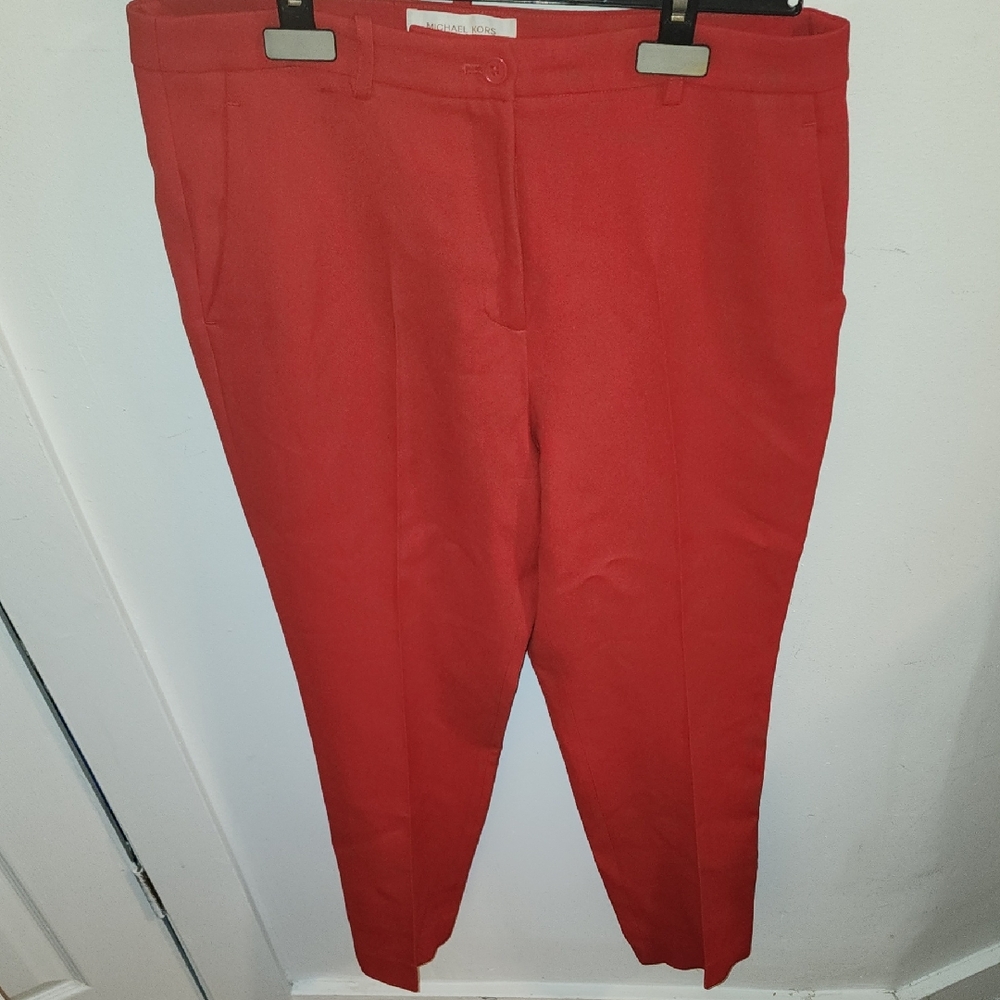 Michael Kors Collection Women's Samantha Crepe Sable Pants . Poppy Color